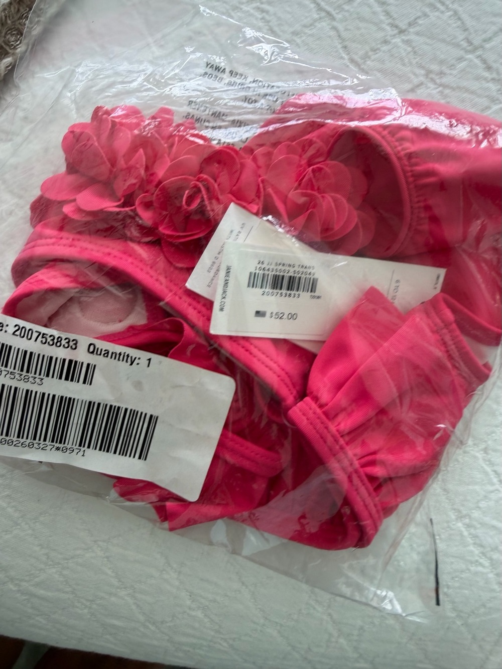Janie and Jack Bright Pink Floral-Appliqué Bikini MSRP $52 NWT 6 to 12 months